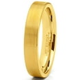 thumbnail image 5 of Metal Masters Mens Tungsten Wedding Band Ring GoldTone Flat Brushed Comfort-Fit 4mm, 5 of 8