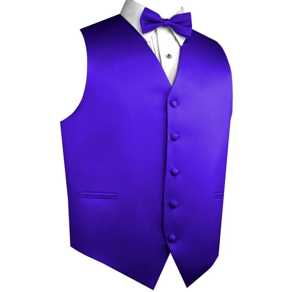 Men's Formal Tuxedo Vest, Bow-Tie & Hankie Set for Prom, Homecoming, Wedding, Cruise in Purple - 3XL