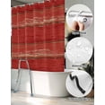 thumbnail image 5 of Split Shower Curtain for Transfer Bench, Red Wood Grain Fabric Shower Curtains for Bathroom, Farmhouse Vintage Wooden Rustic Planks Tub Sliding Transfer Bench Waterproof Bath Curtains 72"x72", 5 of 9