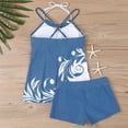 thumbnail image 4 of Birdeem Women Plus Size Print Bowknot Set Two-Piece Swimsuit Swimwear Shorts, 4 of 12