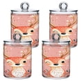 thumbnail image 2 of Clear Storage Jar 2.75x 4.13 Inches One Sizex2 Cotton Swabs Cans Translucent Plasticental Floss Cans Cotton Pads Cans Bathroom Canisters Pink Christmas Deer, 2 of 7