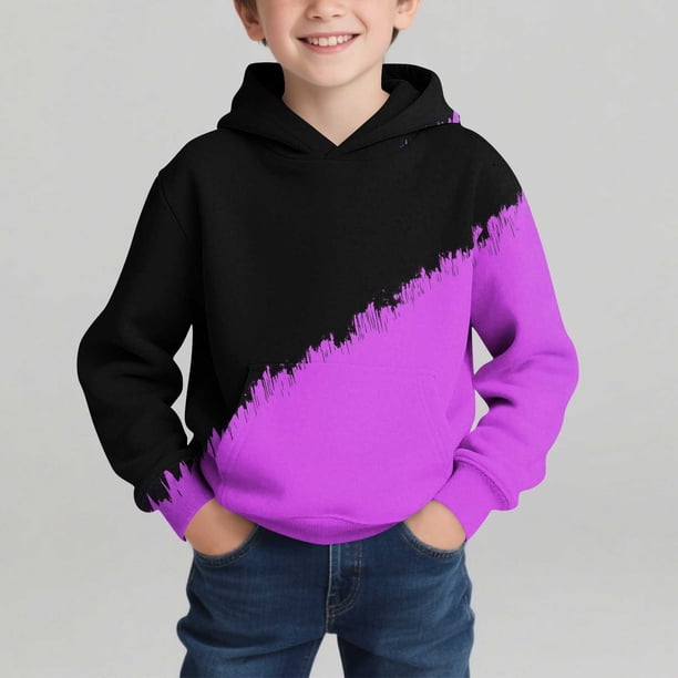 Sudadera con capucha para niño, con estampado de color, manga larga, informal, deportiva, con capucha, manga larga, sudadera con capucha, top con inserciones en los hombros, blusa de poliéster para ni