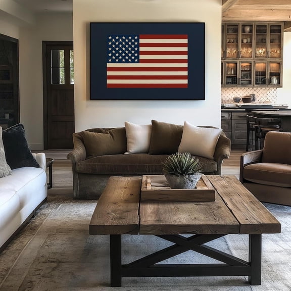 American Flag Rustic Wall Art 1685, Unframed Canvas 8x10in