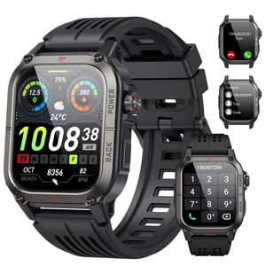 Tikland Military Smart Watch 1.91" HD Rugged, Black