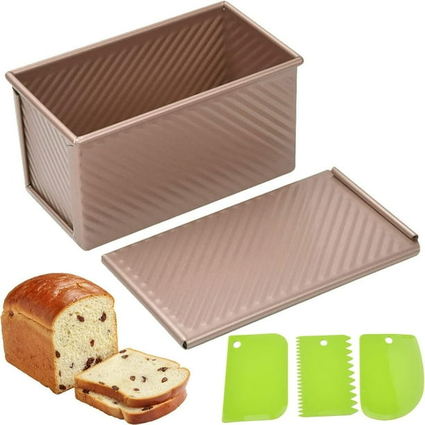 Lindbes Pullman Loaf Pan with Lid Premium Non-Stick Sandwich Bread Loaf Pan with Lid Carbon Steel Bread Pans for Baking Gold