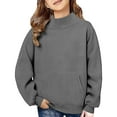 thumbnail image 2 of XIMIN Mock Neck Sweatshirt for Girl Kids Cotton Pullover Shirts Long Sleeve Turtleneck Casual Solid Color Pullover Girls Turtleneck for Autumn and Winter, 2 of 8