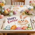 thumbnail image 4 of Easter Placemats, Bunny Rabbits Flower Eggs Easter Placemats, Seasonal Spring Table Mats for Dining Table Kitchen Decorations, Spring Farmhouse Rustic Eggs Table Decor 11.8"x17.7", 4 of 9