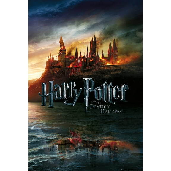 Harry Potter And The Deathly Hallows - Movie Poster (Hogwarts On Fire) (24 X 36)