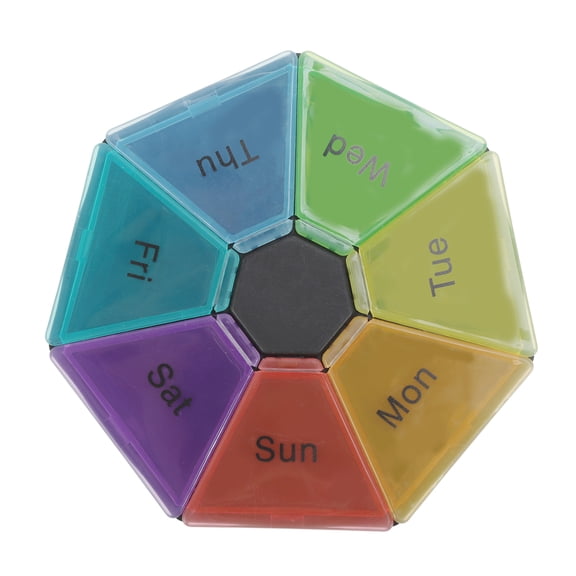 Unique Bargains 1 Pc Pill Case 7 Grid Colorful Pill Box Black Colorful