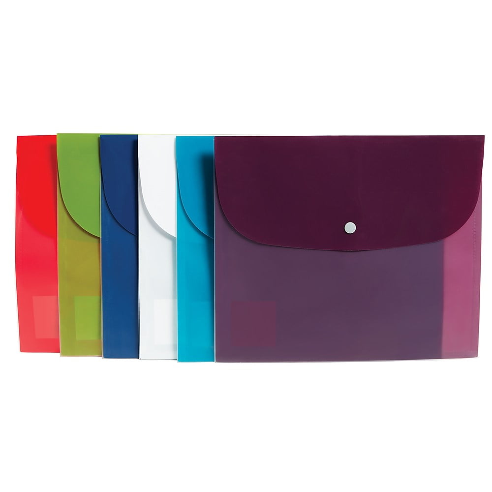 Staples Plastic Envelope with Snap Closure Letter Assorted, 9.875" H x 10.75" W
