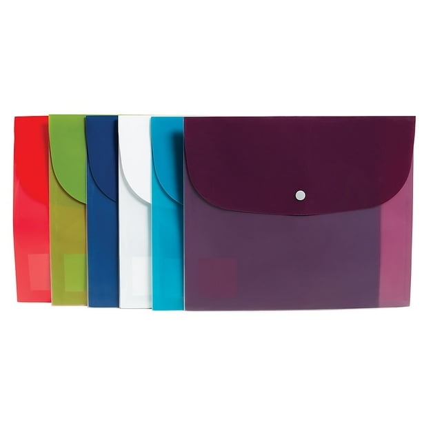 Staples Plastic Envelope with Snap Closure Letter Assorted 9.875"H x 10