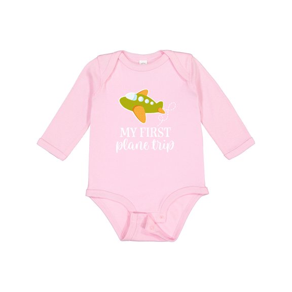 Inktastic My First Plane Trip Airplane Travel Boys or Girls Long Sleeve Baby Bodysuit