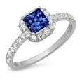 thumbnail image 2 of 0.89 ct Princess Cut Simulated Tanzanite Halo Engagement Ring for Women in 18K White Gold, 2 of 2
