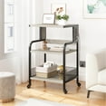 thumbnail image 3 of Large Printer Stand with Power Outlets and USB Charging Ports, Mobile Printer Table with Adjustable Shelf, 3 Tier Rolling Printer Stand with Wheels for Home Office, Rustic Gray/Rustic Brown, 3 of 9