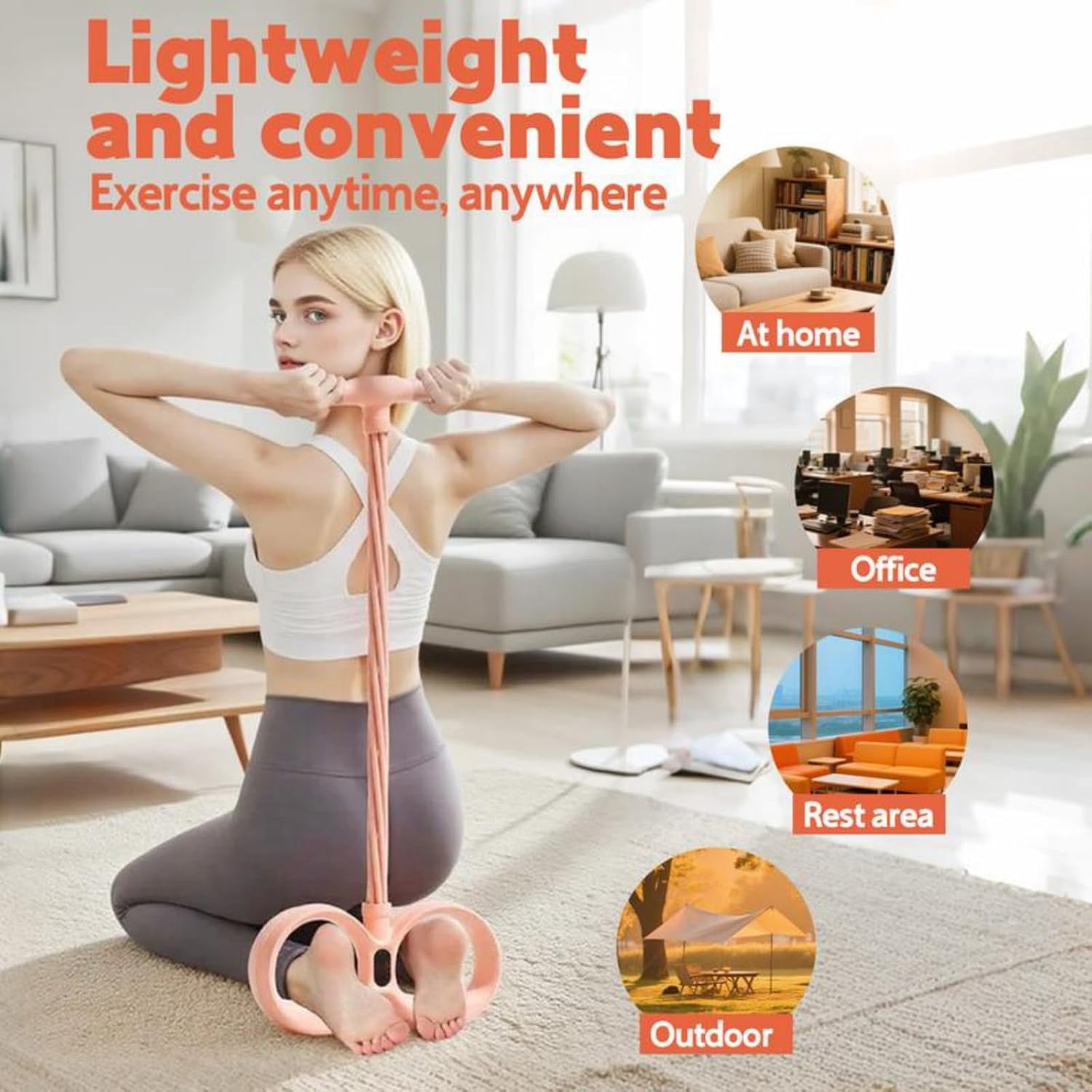 Smart Foot Pedal Puller - 6 Tube Resistance Band with Digital Counter & Handles for Full Body Fitness, Stretching & Yoga(a:blue)