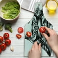 thumbnail image 3 of Japanese Cutting Board, Vintage Style Oriental Themed Demon Samurai Eastern Style Martial Art Print, Decorative Tempered Glass Cutting and Serving Board, Wine Bottle Shape, Black White, by Ambesonne, 3 of 5
