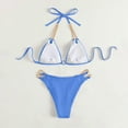 thumbnail image 5 of UTSJKR Women's Micro Triangle Bikini Set Cut Out Chain Two Piece Bathing Suit Retro 2 Piece Swimsuits Sets Cute Holiday 2025 Summer Fashion Blue L, 5 of 5