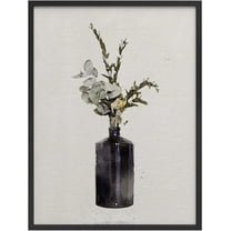 PixonSign Framed Wall Art Print White Tulips in Purple Vase Nature Plants Illustrations Modern Art Modern Group Relax/Calm Multicolor Pastel for Living Room, Bedroom, Office - 12"x16" BLACK