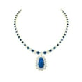 thumbnail image 2 of 7.0 CT PEAR Shape Sapphire & Diamond Necklace,Silver Necklace,Sapphire Wedding Necklace,14k Gold Plated Over Necklace,Valentine Gift For Her, 2 of 4