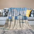 thumbnail image 2 of Chilfamy Beach Huts Ocean Blue Sky Flannel Throw Blanket for Sofa Couch All Seasons Lightweight Blanket, Perfect Gift for Family and Friends 40x50in, 2 of 6