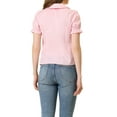 thumbnail image 3 of INSPIRE CHIC Women's Blouse Vintage Peter Pan Collar Tie Neck Casual Cute Cotton Button-Up Shirt XL Pink, 3 of 7