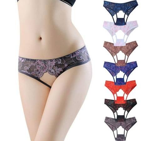 

Rong Yun Sexy Women s Panties Naughty Lingerie Lace Floral Perspective Sexy Butt Hollow Erotic Panties Thong Royal Blue(Buy 2 Get 1 Free)