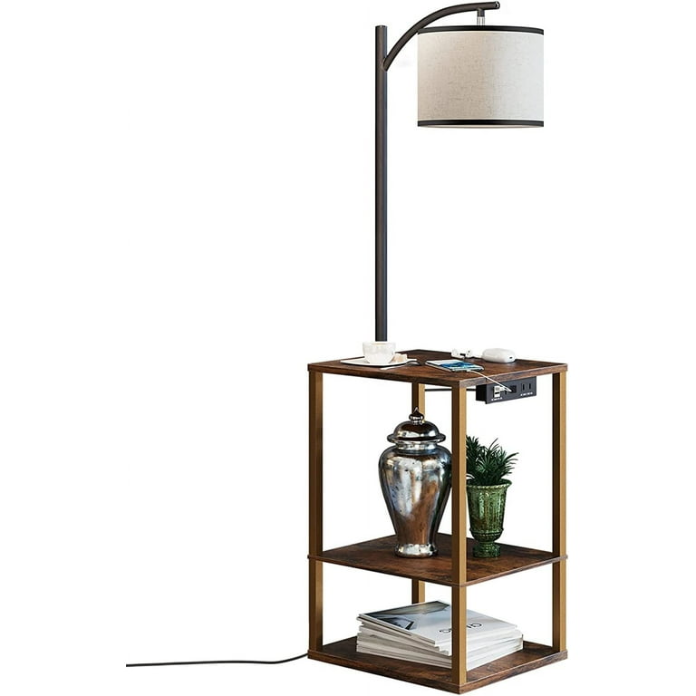 SUNMORY Floor Lamp with Shelves and USB Charging Station photo 1