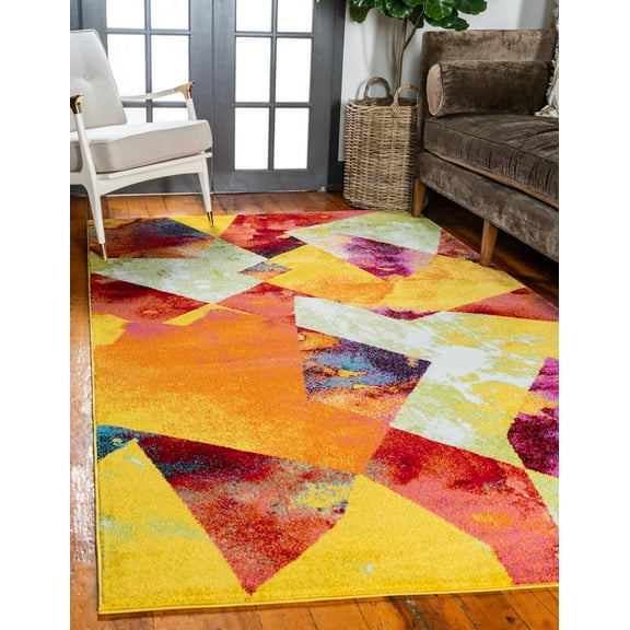 Unique Loom Cairo Lyon Rug Multi/Blue 5' 1" x 8' Rectangle Geometric Contemporary Perfect For Living Room Bed Room Dining Room Office