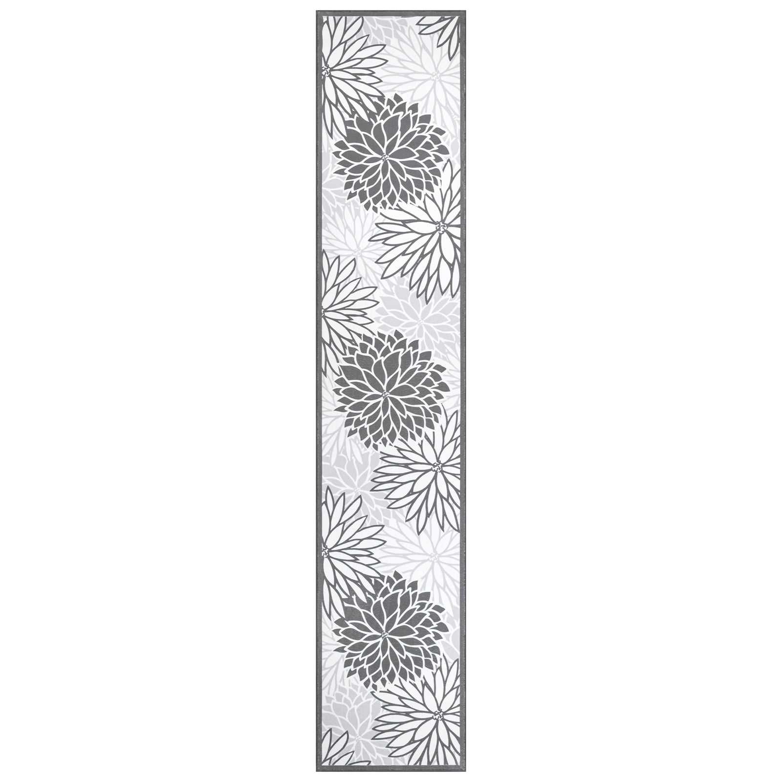 MeyJey 2'x10' Floral Runner Rug for Hallways, Oriental Non Slip Machine Washable Area Rugs Vintage Floor Carpet for Bedroom Kitchen Dinning/Living/Laundry Room, Gray/White