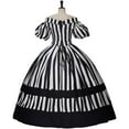 thumbnail image 4 of Victorian Dress Renaissance Ball Gown Black and White Stripes Costume for Women, 4 of 10