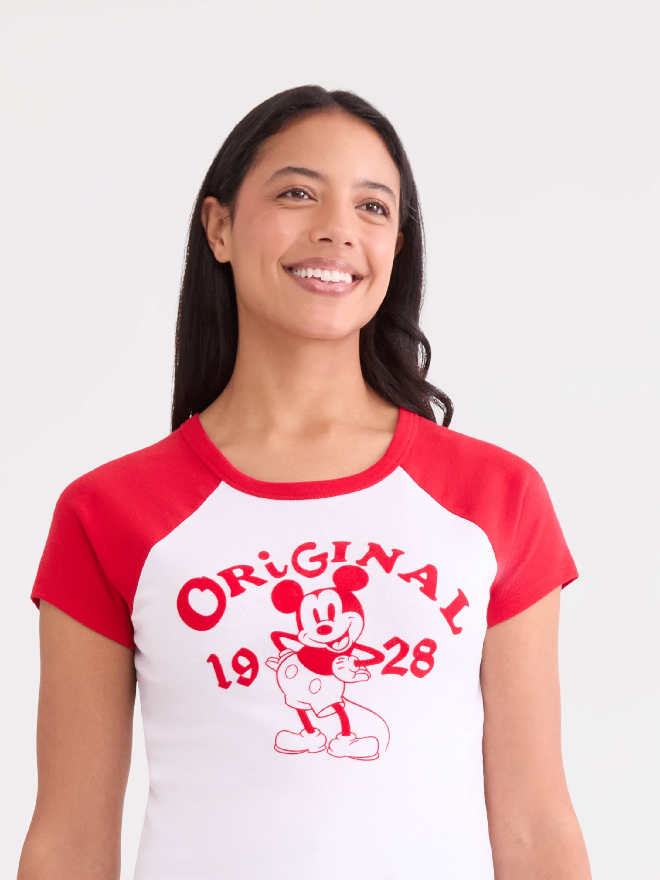 Mickey Mouse Women’s Graphic Baby Tee, Sizes XXS-XXL