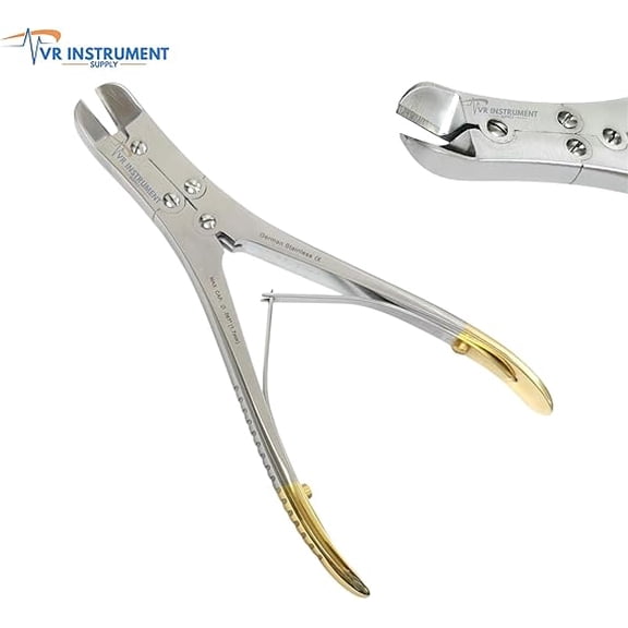 VR Instrument Supply T/C Pin and Wire Cutter Curved Tools Pliers 7 inch German Stainless CE