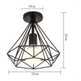 thumbnail image 4 of FlkwoH Lámpara de techo industrial retro 25 cm Lámpara colgante con forma de diamante negro para comedor, bar, dormitorio, 4 of 5