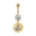 thumbnail image 2 of SmartBy Belly Button Rings Stainless Steel Hollow Flower Dangle Body Piercing Jewelry Rhinestone Navel Ring for Women, 2 of 7
