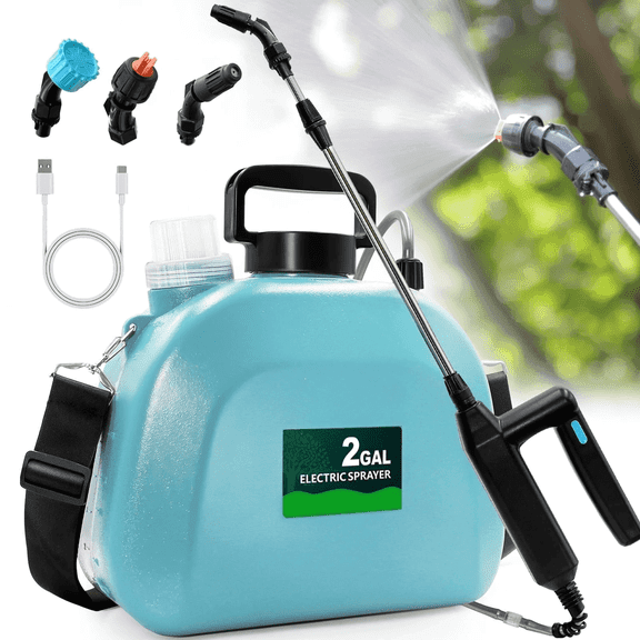 SideKing 2 Gallon Battery Powered Sprayer – Electric Garden Sprayer with Rechargeable Handle, 3 Nozzles, Retractable Wand & Strap for Lawn Sprayer, Weed Sprayer, Fertilizer, Herbicide & Cleaning