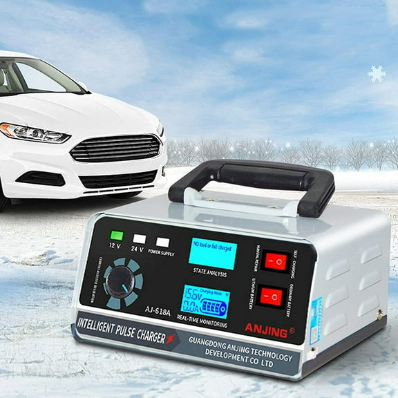 Anqidi Car Truck Battery Charger 12V/24V Heavy Duty Automotive Fully Automatic Pulse Repair Trickle Smart Battery Charger Universal LCD Battery Intelligent Charger Maintainer 400W