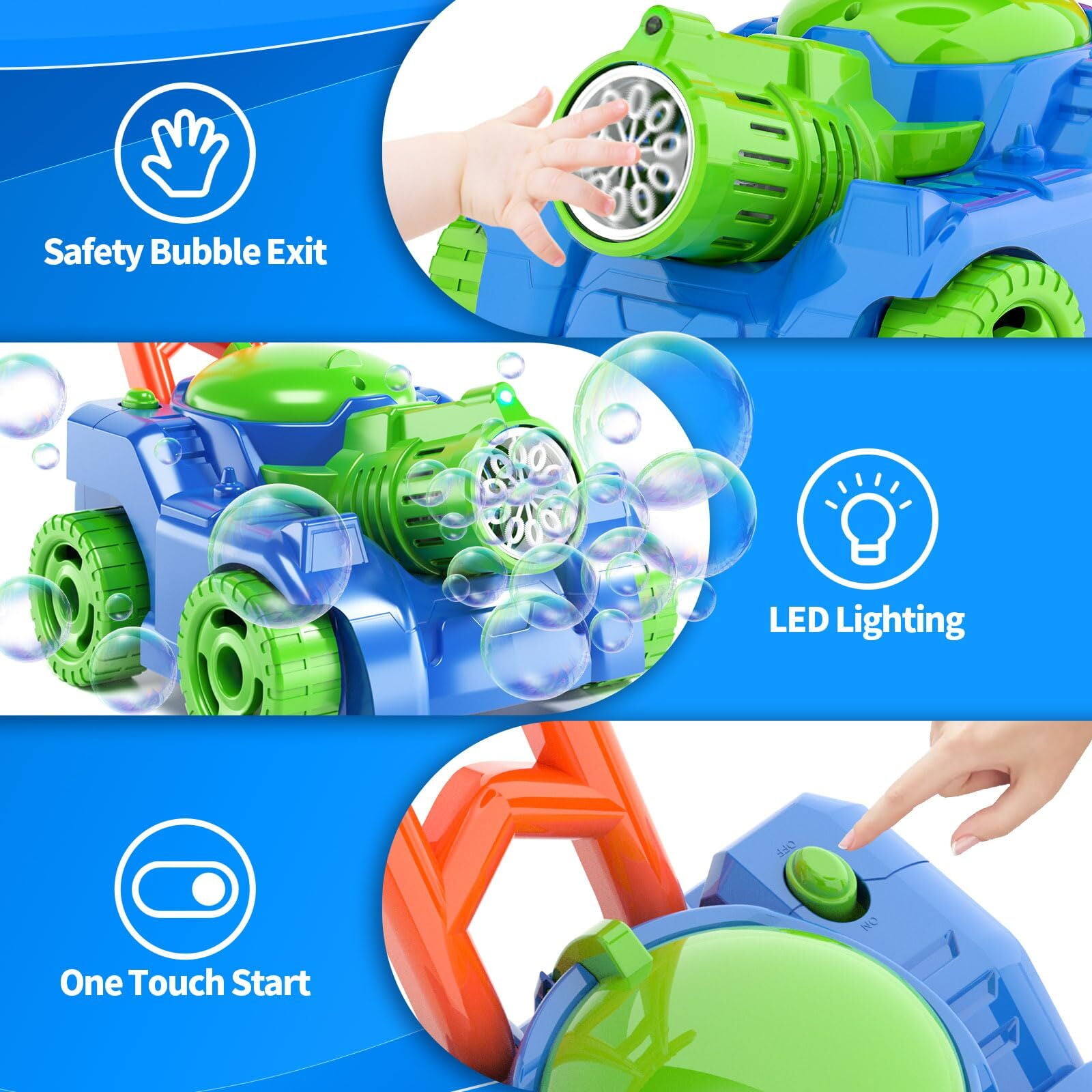 JUGAAD LIFE Bubble Machine Bubble Lawn Mower for Kids Toddlers Automatic Push Toys Summer Outdoor Toys Bubble Maker for Boys Girls 3-6 Years（Green）