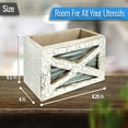 thumbnail image 2 of Rustic Utensill Holder Wooden Kitchen Farmhouse Utensil Holder For Countertop White, 2 of 7