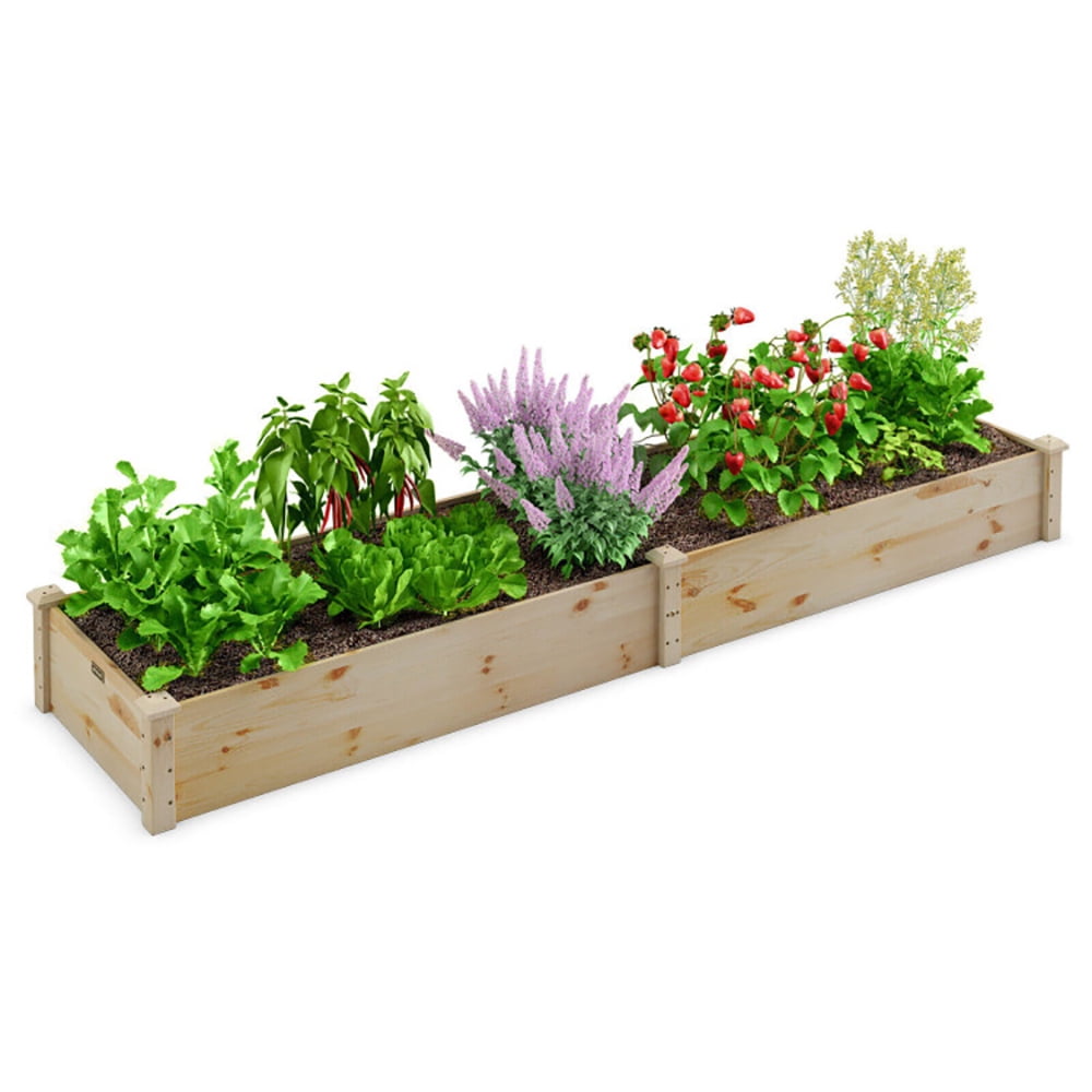 Spaco Wooden Raised Garden Bed Outdoor for Vegetables Flowers Fruit, Outdoor Elevated Flower Box for Backyard/Patio/Gardener