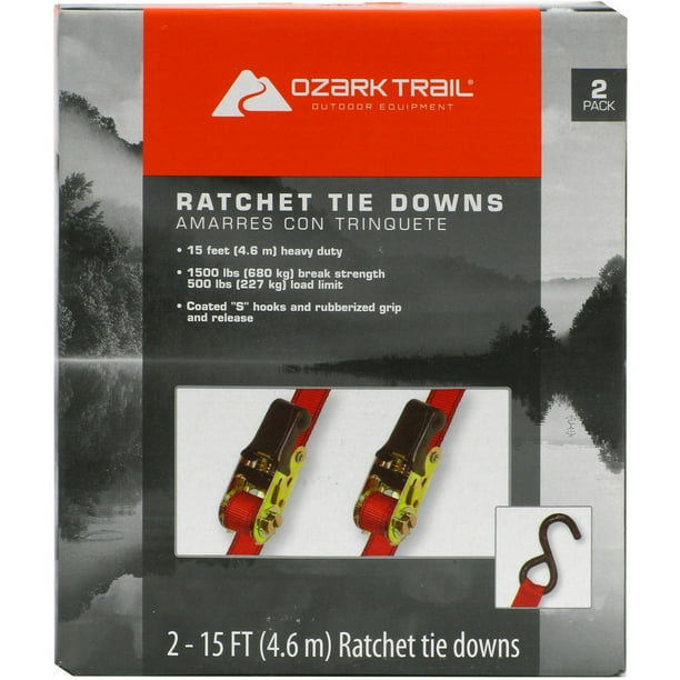 Ozark Trail 2Piece Ratchet Tie Down, 15'