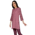 thumbnail image 2 of Moomaya Robes Tuniques Courtes en Poly-Crêpe pour Femmes Kurti Imprimé Mini Tenue d'Été, 2 of 5