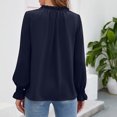 thumbnail image 5 of Womens Chiffon Blouse Dressy Fashion 2022 Long Sleeve V Neck Loose Casual Tie Neck Plain Blouses Tops and T Shirts, 5 of 5