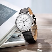 FEICE Men’s Watches Bauhaus Automatic Watch Stainless Steel Mechanical Watch Wristwatch Casual Dress Watches for Men with Leather Bands Date -FM121