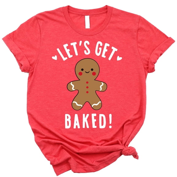 Christmas Shirt Let's Get Baked Funny Sarcastic Holiday Party Shirt For Women Vintage Red Shirt Adult XX-Large