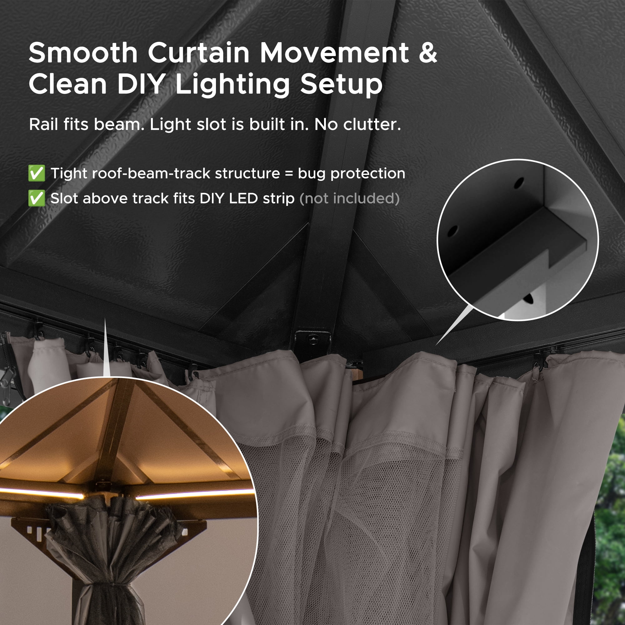 SUNJOY Kingston 10x10 Gazebo with Metal Roof , Curtain, and Netting - Cedar Posts