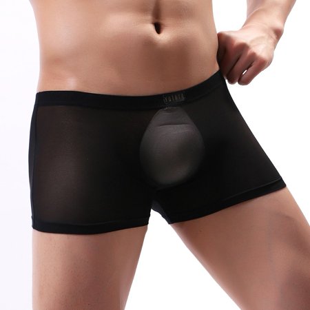 

Mens Sexy See-Through Boxer Briefs Sheer Mesh Pouch Underwear Panties Lingerie