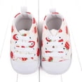 thumbnail image 4 of Baywell Baby Boys Girls High Top Sneaker Soft Anti-Slip Sole Newborn Infant First Walkers Canvas Denim Shoes White strawberry 0-6 Months, 4 of 5