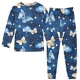 thumbnail image 2 of Blue Golden Butterfly Cotton Pajamas 2 Piece Set Sleepwear Soft and Comfortable Homewear Nightwear, 2 of 7