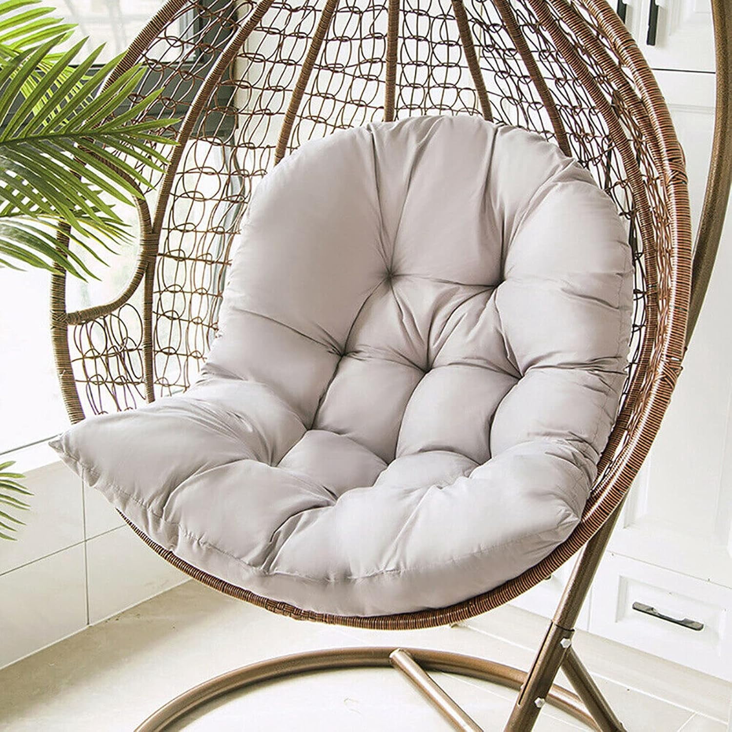 Egg Chair Outdoor Hammock Seat Cushion, Swing Hanging Chair Cushion for Indoor Outdoor Lounge Camping Yard Patio Garden Chair - Light Grey