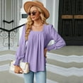 thumbnail image 3 of AMERTEER 2023 Hauts à Manches Longues pour Femmes Tunique Plissée Habillée Col Carré Blouses Décontractées Amples, 3 of 8